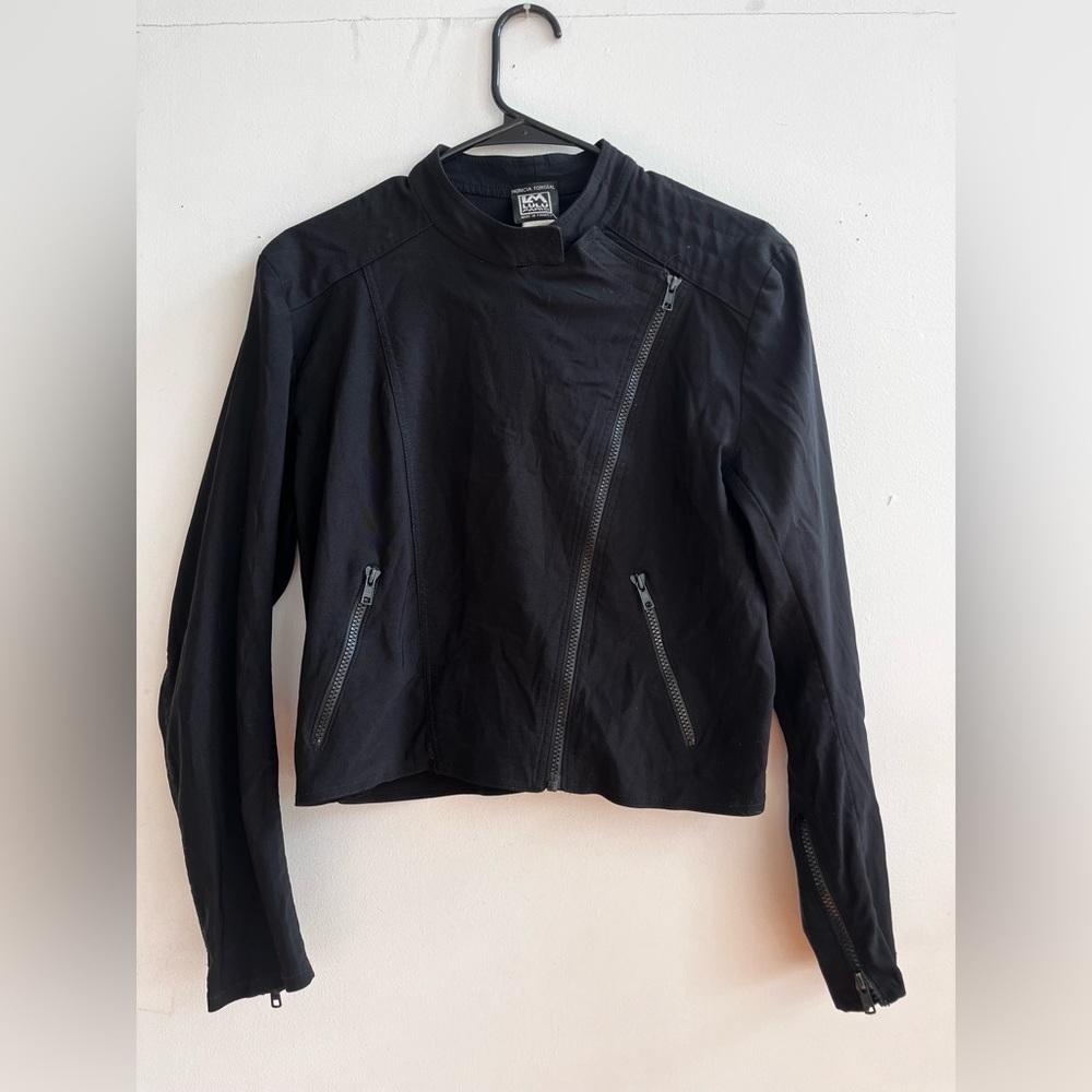 Rare Vintage asymmetrical black zip-up